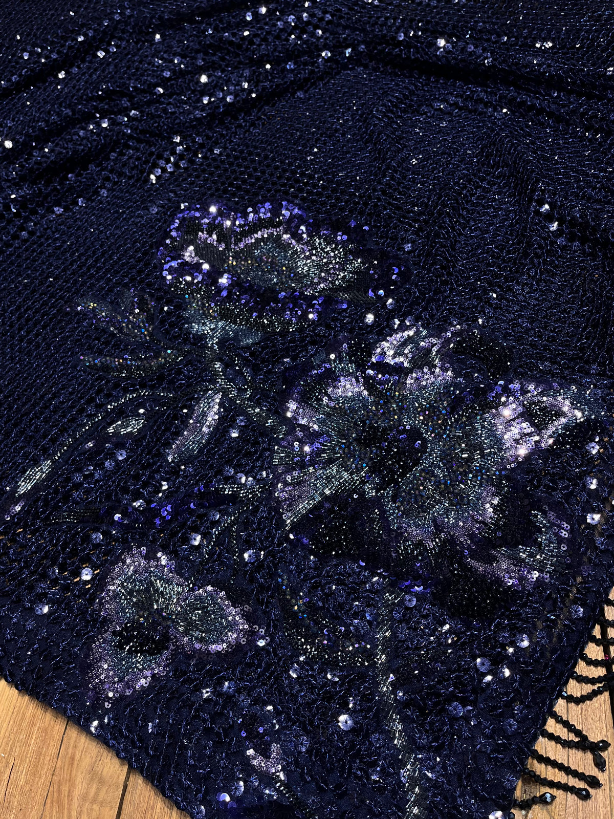 BLUE COLOUR SEQUINS READYMADE BLOUSE SAREE EMBELLISHED WITH APPLIQUE WORK
