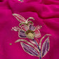 FUCHSIA PINK COLOUR PURE PLATINUM CHIFFON HAND EMBROIDERED SAREE WITH CREPE SILK BLOUSE EMBELLISHED WITH SEQUINS & RESHAM WORK