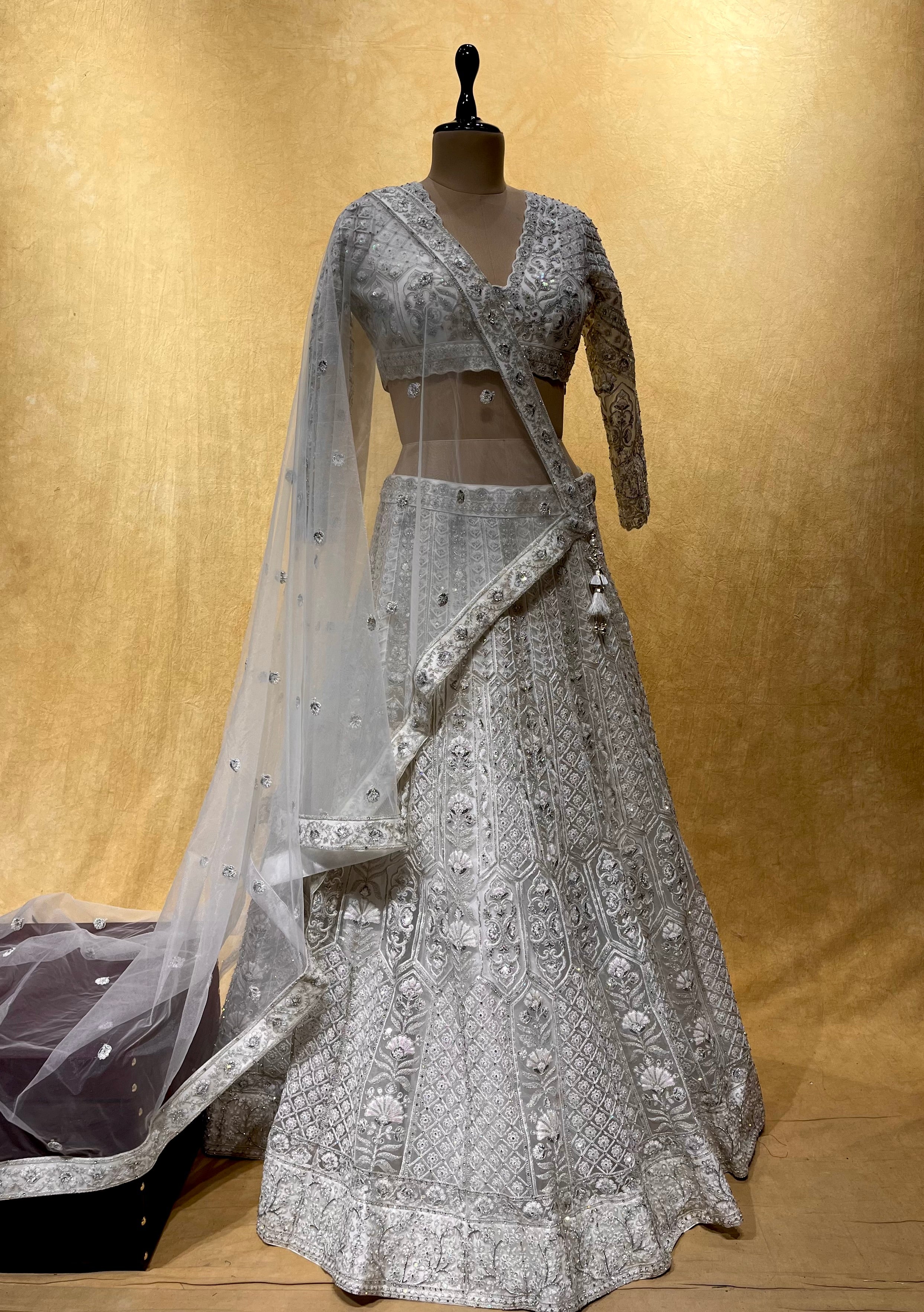 Grey Designer Sequins Embellished Lehenga Choli