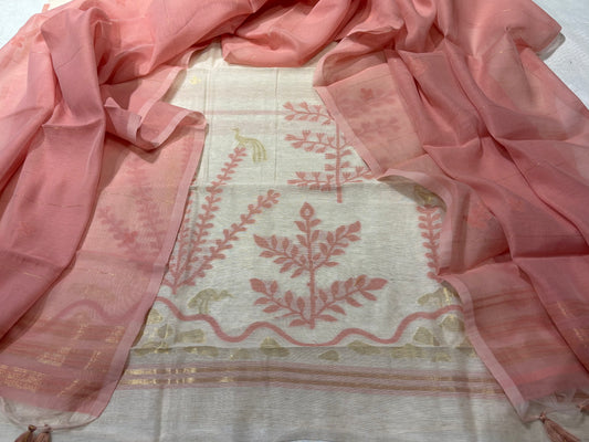 JAMDANI COTTON UNSTITCHED SUIT 2 PIECE SET (KURTA & DUPATTA)