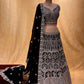 ( DELIVERY IN 25 DAYS ) BLACK COLOUR GEORGETTE LEHENGA WITH READYMADE BLOUSE EMBELLISHED WITH SEQUINS & MIRROR WORK