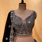 ( DELIVERY IN 25 DAYS ) BLACK COLOUR GEORGETTE LEHENGA WITH READYMADE BLOUSE EMBELLISHED WITH SEQUINS & MIRROR WORK