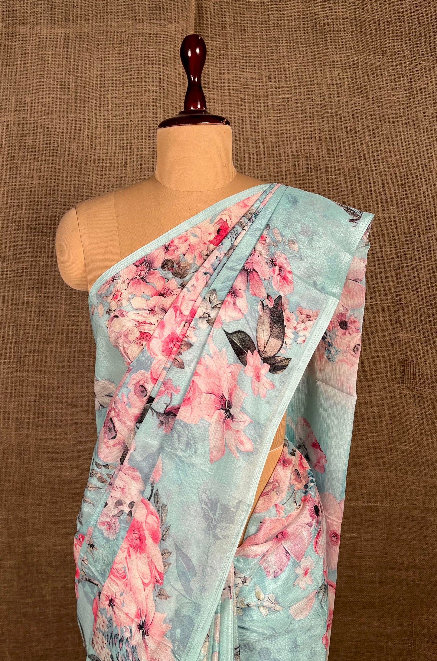 LAVENDER COLOUR CHINON FLORAL PRINTED SAREE