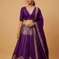 PURPLE COLOUR BANARASI SILK LEHENGA WITH DUPATTA & MONOTONE UNSTITCHED BLOUSE EMBELLISHED WITH ZARI WEAVES
