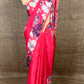 PINK COLOUR CHINON FLORAL PRINTED SAREE