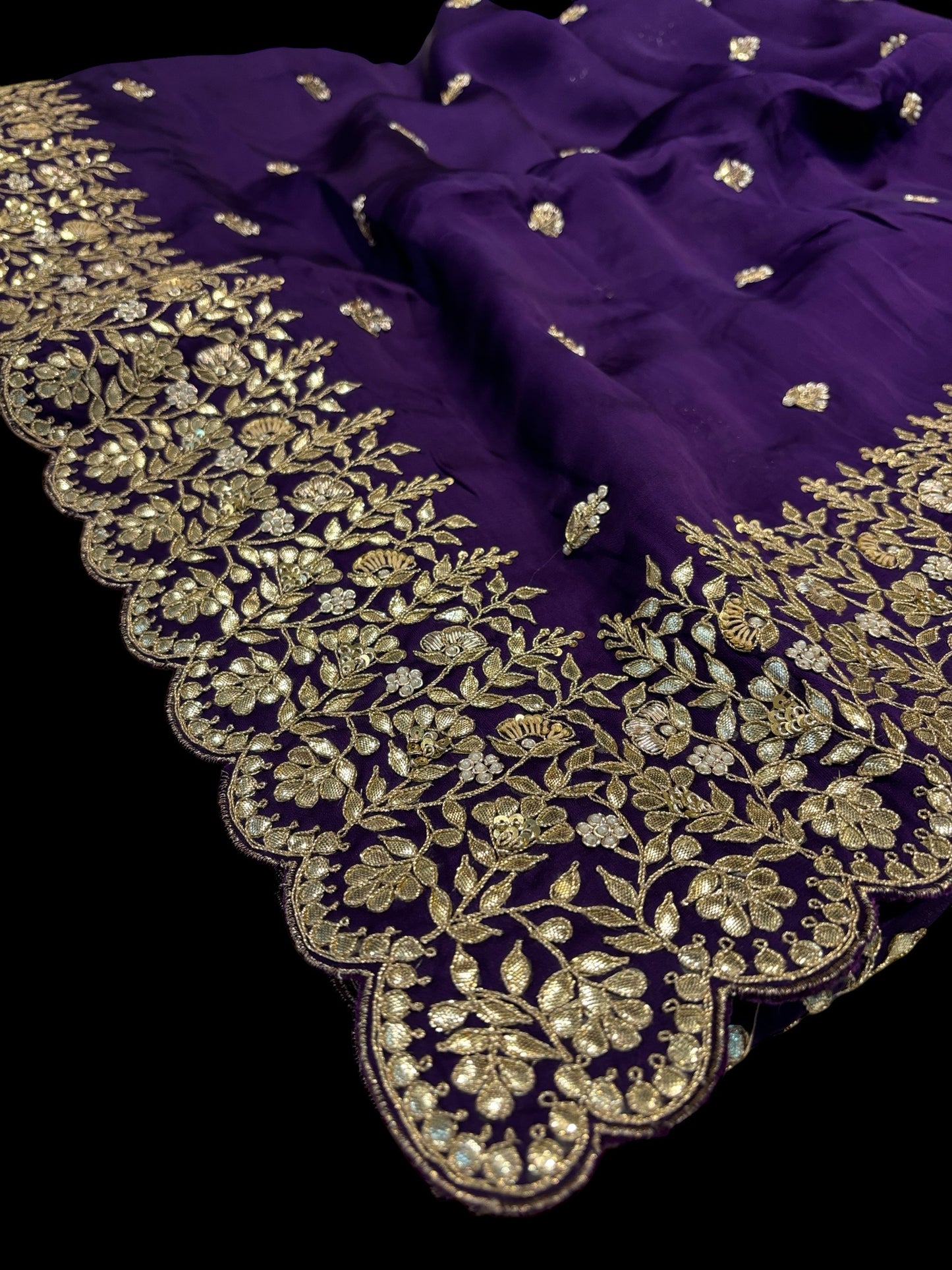 GOTA PATTI SAREE IN PURPLE COLOUR SATIN FABRIC