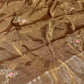 GOLDEN COPPER TISSUE HAND EMBROIDERED SAREE EMBELLISHED WITH CUTDANA & SEQUINS WORK