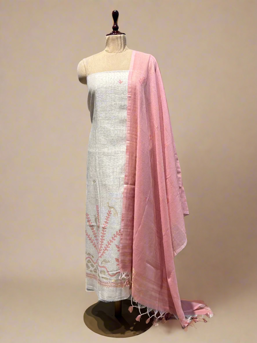 JAMDANI COTTON UNSTITCHED SUIT 2 PIECE SET (KURTA & DUPATTA)