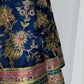 PEACOCK BLUE ANARKALI PATTERN, SILK SUIT WITH FINE INTRICATED, FLORAL EMBROIDERY GOTA PAATI WORK