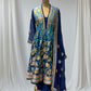 PEACOCK BLUE ANARKALI PATTERN, SILK SUIT WITH FINE INTRICATED, FLORAL EMBROIDERY GOTA PAATI WORK