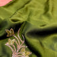 MEHANDI GREEN COLOUR CHIFFON EMBROIDERED SAREE EMBELLISHED WITH CUTDANA WORK