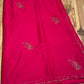 HOT PINK COLOUR CHIFFON EMBROIDERED SAREE EMBELLISHED WITH CUTDANA WORK