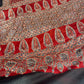 ELEGANT RED AJRAK PRINTED MODAL SILK SAREE WITH INTRICATE AARI WORK