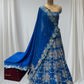 BLUE MUSLIN SILK LEHENGA UNSTITCHED CROPPED WITH SEQUINS EMBROIDERY