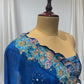 BLUE MUSLIN SILK LEHENGA UNSTITCHED CROPPED WITH SEQUINS EMBROIDERY