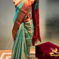 SKY BLUE COLOUR CHANDERI TISSUE HANDLOOM SAREE EMBELLISHED WITH ZARI WEAVES