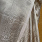 SILVER COLOUR PURE KANJIVARAM SAREE EMBELLISHED WITH ZARI WEAVES