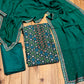 PEACOCK GREEN COLOUR GEORGETTE EMBROIDERED UNSTITCHED SUIT WITH CHINON DUPATTA