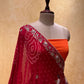 ( DELIVERY IN 25 DAYS ) ORANGE COLOUR PURE GEORGETTE OJARIYA BANDHEJ LEHENGA EMBELLISHED WITH GOTA PATTI & PEARL WORK