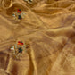 GOLDEN MACLINO HAND EMBROIDERED SAREE EMBELLISHED WITH ZARDOZI & BEADS WORK - Kothari Sons