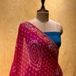 ( DELIVERY IN 25 DAYS ) TURQUOISE COLOUR PURE GEORGETTE OJARIYA BANDHEJ LEHENGA EMBELLISHED WITH CUTDANA & GOTA PATTI WORK