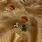 GOLDEN MACLINO HAND EMBROIDERED SAREE EMBELLISHED WITH ZARDOZI & BEADS WORK - Kothari Sons