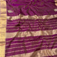 WINE COLOUR MAHESHWARI HAND EMBROIDERED SAREE WITH ZARI BORDER EMBELLISHED WITH ZARDOZI & BEADS WORK - Kothari Sons