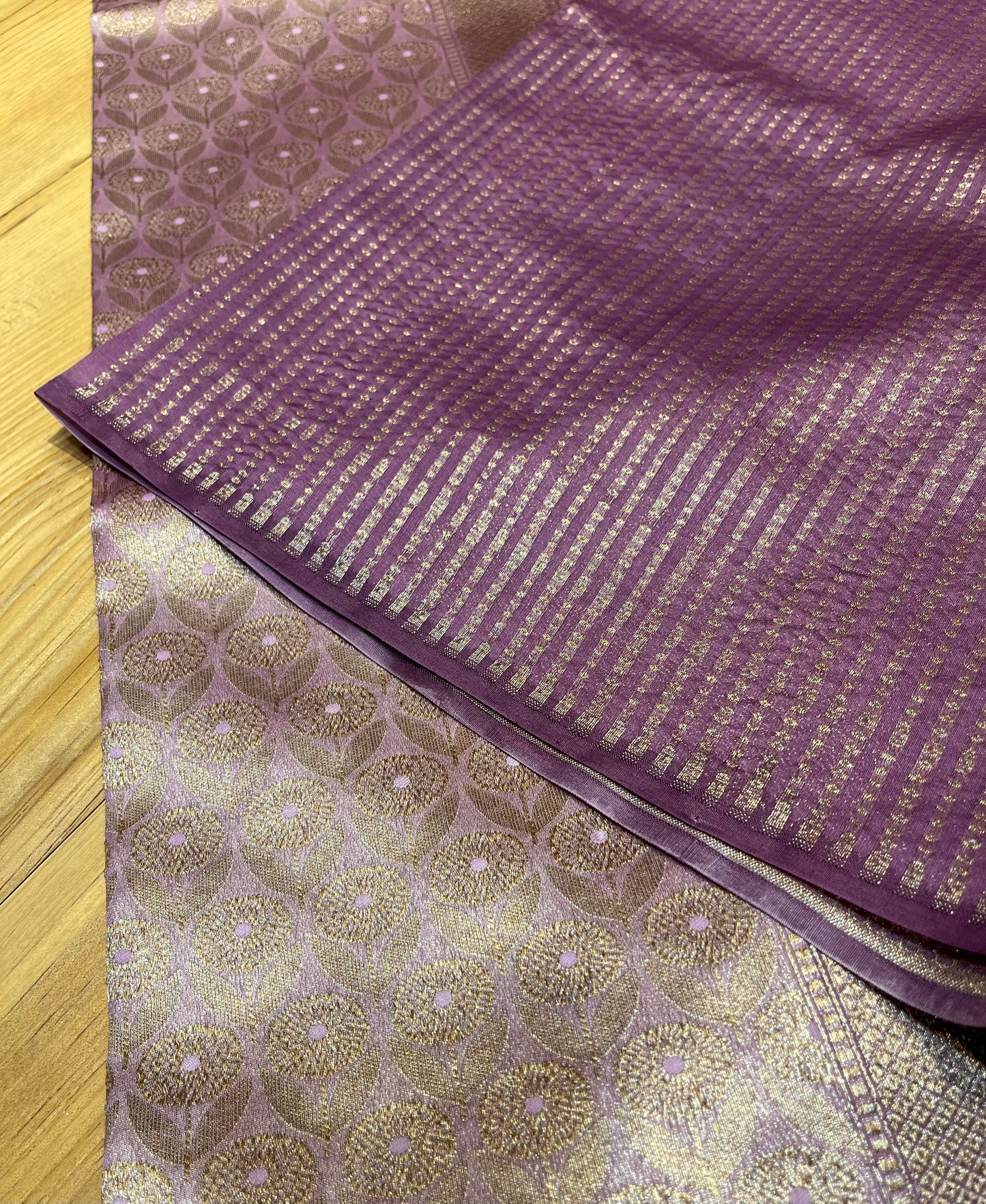 LAVENDER COLOUR CHANDERI SILK BROCADE SAREE