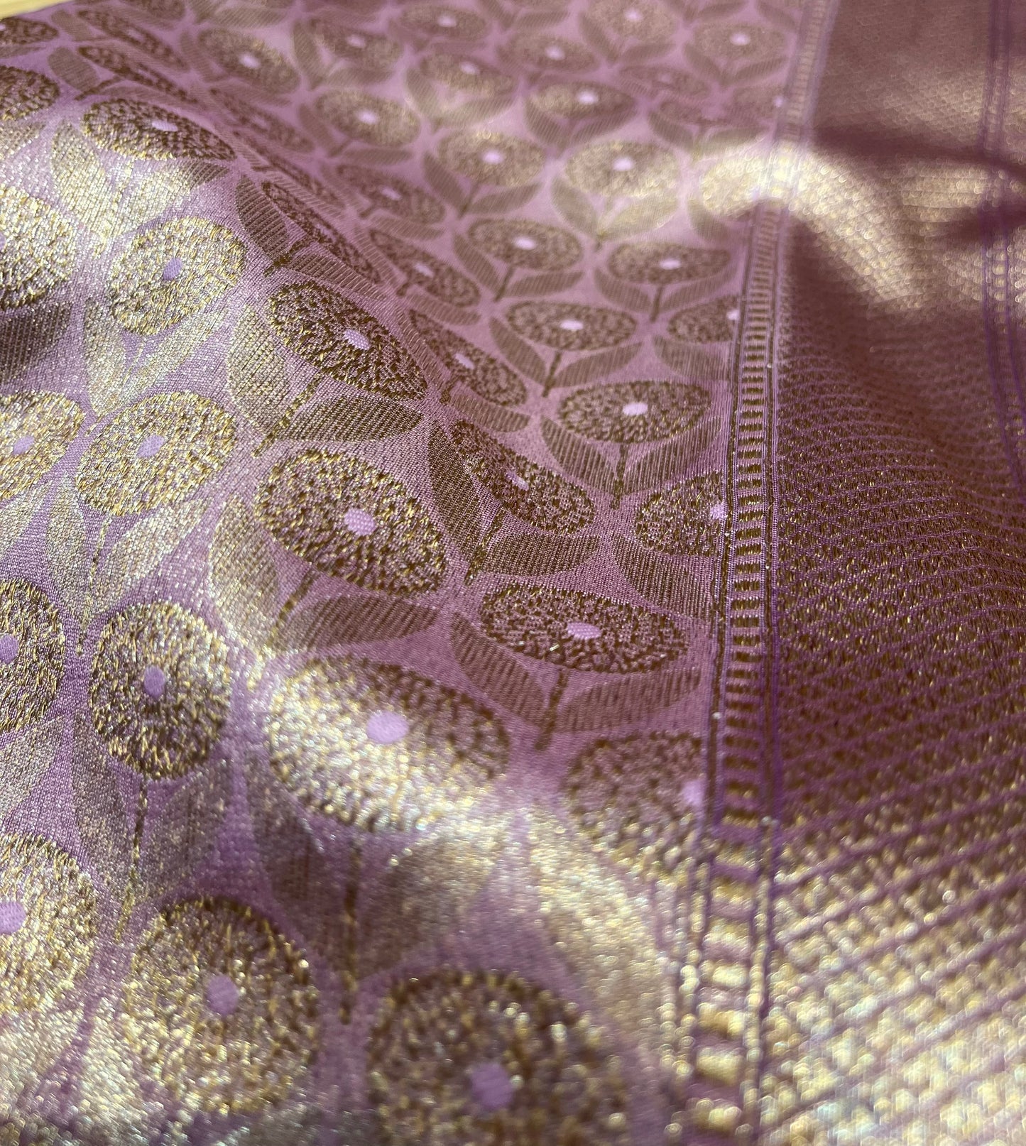 LAVENDER COLOUR CHANDERI SILK BROCADE SAREE