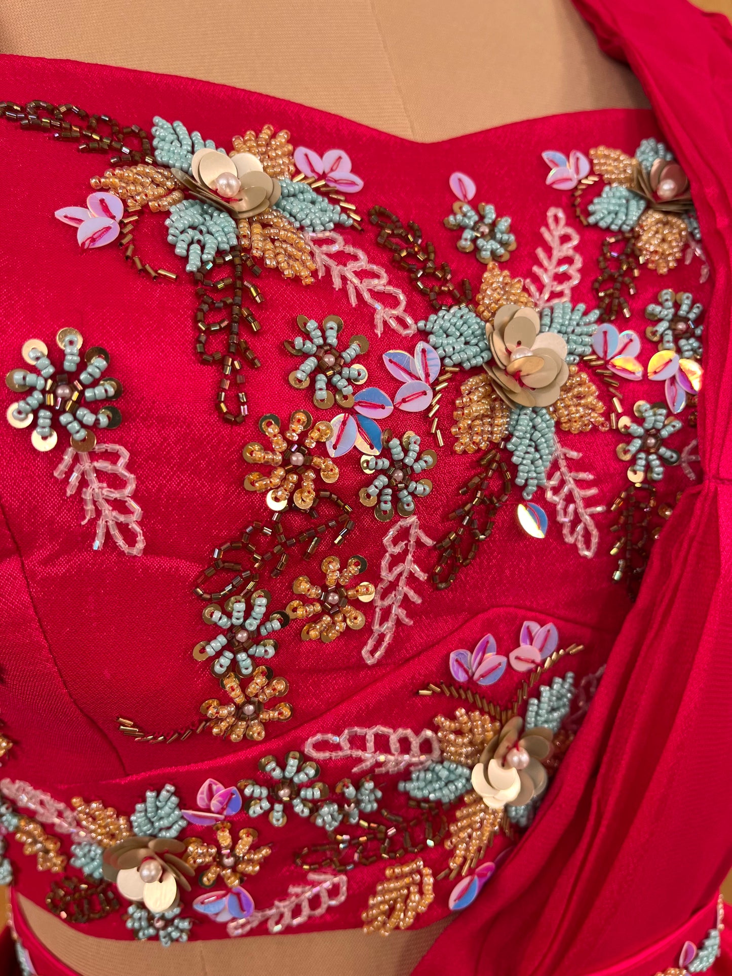 HOT PINK COLOUR CHINON RUFFLE READYMADE SAREE WITH READYMADE EMBROIDERED BLOUSE