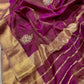 WINE COLOUR MAHESHWARI HAND EMBROIDERED SAREE WITH ZARI BORDER EMBELLISHED WITH ZARDOZI & BEADS WORK - Kothari Sons