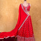 RED COLOUR CHINON EMBROIDERED LEHENGA WITH READYMADE EMBROIDERED BLOUSE EMBROIDERED WITH ZARI & CUTDANA WORK