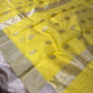 LEMON YELLOW COLOUR CHANDERI COTTON SAREE EMBELLISHED WITH ZARI WEAVES