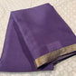 PURPLE COLOUR PURE CHIFFON SAREE WITH ZARI BORDER (PURPLE CHIFFON SAREE )