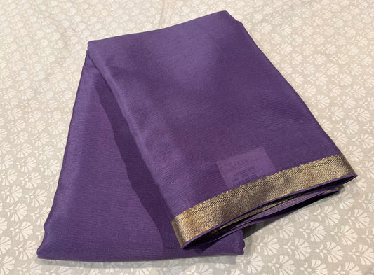 PURPLE COLOUR PURE CHIFFON SAREE WITH ZARI BORDER (PURPLE CHIFFON SAREE )