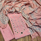 PINK LINEN COTTON EMBROIDERED UNSTITCHED SUIT EMBELLISHED WITH MIRROR WORK