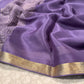 PURPLE COLOUR PURE CHIFFON SAREE WITH ZARI BORDER (PURPLE CHIFFON SAREE )