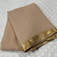 ( DELIVERY IN 25 DAYS ) BEIGE COLOUR PURE CHIFFON SAREE WITH ZARI BORDER