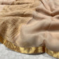 ( DELIVERY IN 25 DAYS ) BEIGE COLOUR PURE CHIFFON SAREE WITH ZARI BORDER