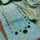 TURQUOISE COLOUR LINEN COTTON UNSTITCHED SUIT EMBELLISHED WITH MIRROR WORK