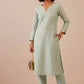 AQUA COLOUR BANARASI ART SILK UNSTITCHED CO-ORD SET EMBELLISHED WITH ZARI WOVEN BUTTI