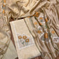 BEIGE JAMDANI DHAKAI COTTON UNSTITCHED SUIT EMBELLISHED WITH RESHAM & SEQUINS WORK