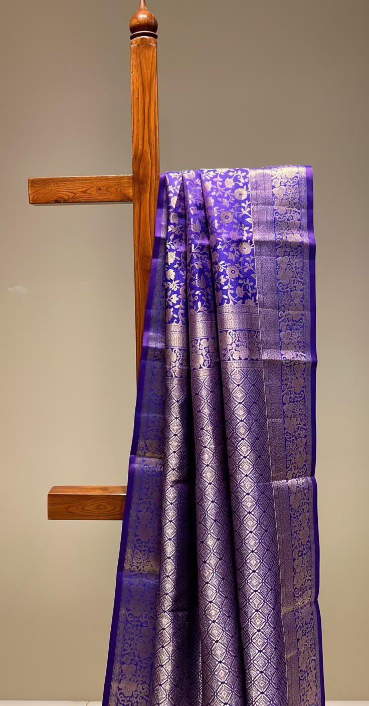 RUSSIAN VIOLET COLOUR PURE KANJIVARAM SILK SAREE