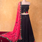 BLACK COLOUR GEORGETTE LEHENGA WITH UNSTITCHED BLOUSE AND NET DUPATTA EMBELLISHED WITH SEQUINS & RESHAM WORK