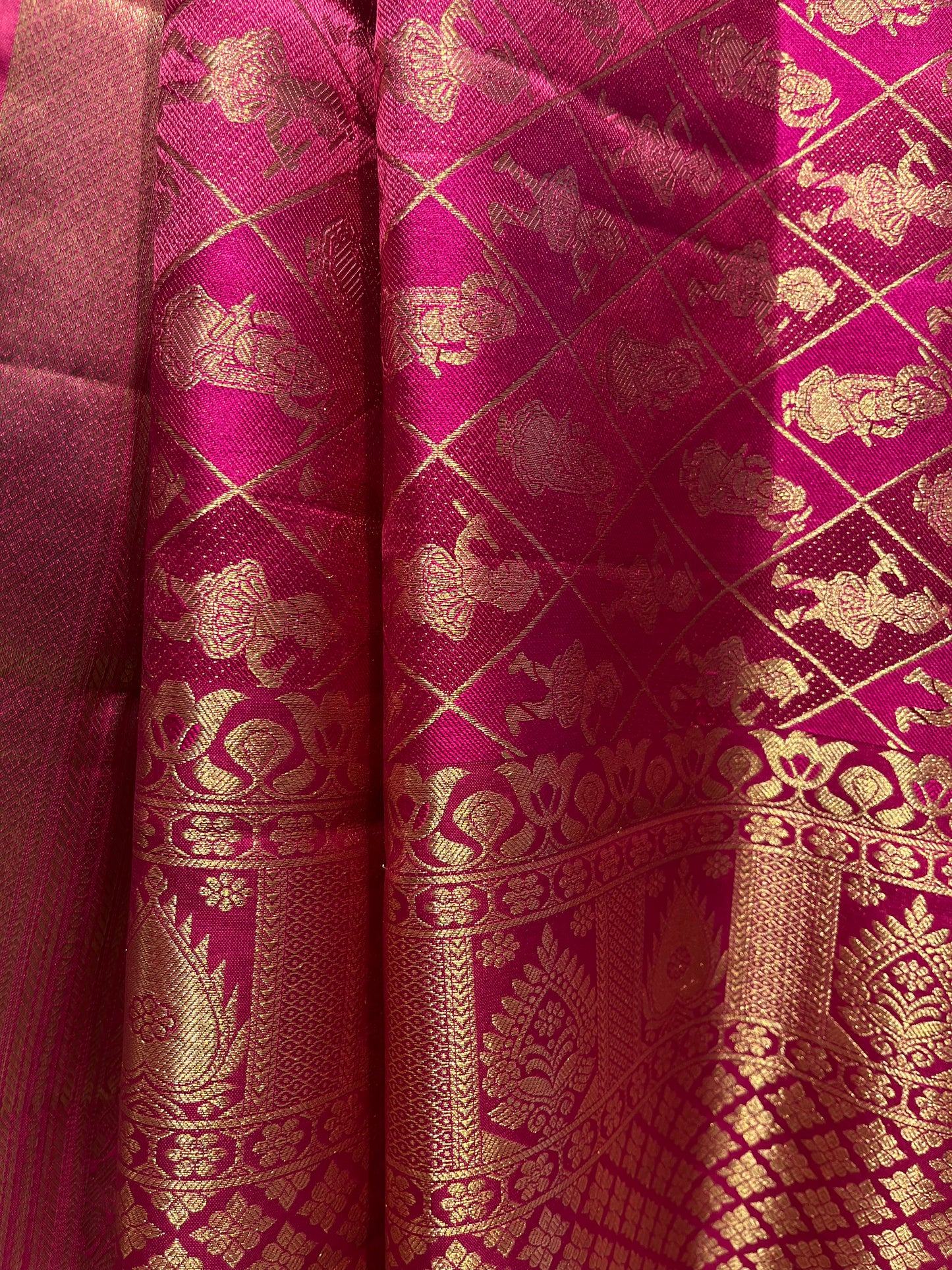 HOT PINK PURE KANJIVARAM SILK SAREE