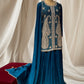 BLUE COLOUR CHINON SHARARA SUIT WITH BEADS & CUTDANA EMBROIDERY