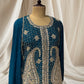 BLUE COLOUR CHINON SHARARA SUIT WITH BEADS & CUTDANA EMBROIDERY