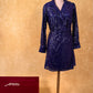 BLUE COLOUR SEQUINS NET FULL SLEEVES DRESS