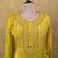 LEMON COLOUR CHINON EMBROIDERED READYMADE SUIT EMBELLISHED WITH CUTDANA & SEQUINS WORK