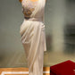 ( DELIVERY IN 25 DAYS ) IVORY COLOUR PLEATED READYMADE SAREE WITH EMBROIDERED BLOUSES EMBELLISHED WITH SEQUINS & BEADS WORK